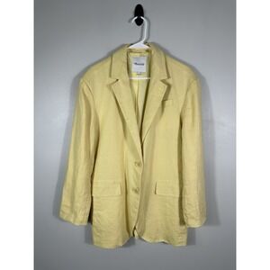Madewell Blazer Womens Medium Yellow Linen Oversized Jacket Lagenlook Preppy